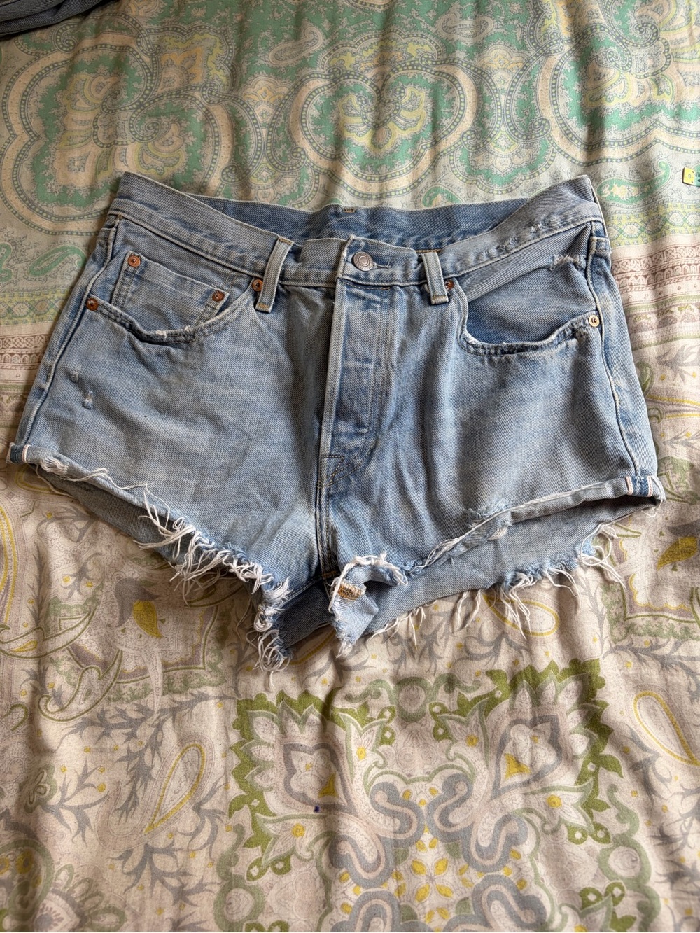 Levi's Light Blue Distressed Denim Cutoff Shorts